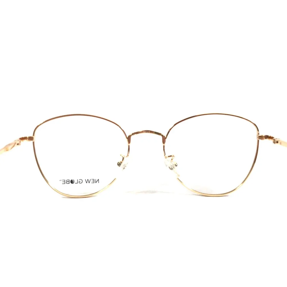 New Globe Eyeglasses Frames L5177 Shiny Gold Round Wire Rim 52-19-140